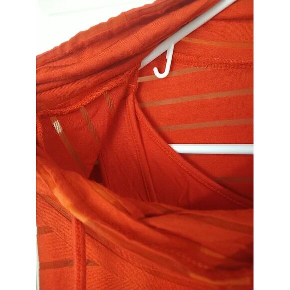 Chelsea & Theodore Woman L Pullover Red Tank Lined Burnout Striped Long Sleeve - Picture 5 of 9